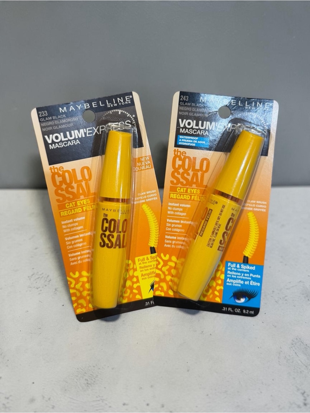 Maybelline Volum’ Express Colossal Cat Eyes Mascara in Glam Black 2x lot